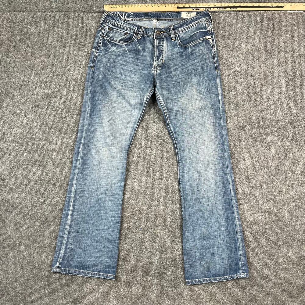 BDB Straight Jeans Mens Size 33x32 Blue Medium Wash Denim